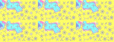 Düz Çiçek Elementleri Tasarımı. Renkli Bahar Teması eskiz kalıbı. Raster..