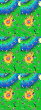 Raster illüstrasyonu. Eski usul küçük çiçekli şirin bir eskiz deseni. Moda arka planında parlak buketler. Kumaş, duvar kâğıdı ve kağıda yazdırmak için gelişen arkaplan.