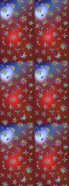 Renkli Yaz Temalı eskiz kalıbı. Düz Çiçek Elementleri Tasarımı. Raster Illustrasyon 'daki Çiçek Deseni' nin son moda çizimi. Kahverengi ve kırmızı renkte çiçekler.