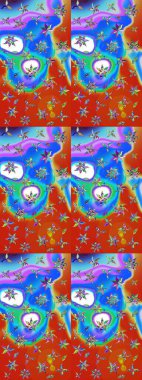 Chichi 'nin kumaş kalıbını çiz. Renkli Bahar Teması eskiz kalıbı. Çiçek deseni. Raster illüstrasyonu. Düz Çiçek Elementleri Tasarımı.