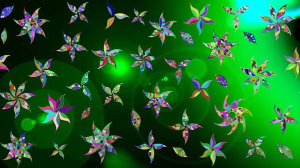 Güzel suluboya çiçekler, parlak resimler ilham verici yeşil ve mavi çiçek desenli eskiz arka planı. Raster..