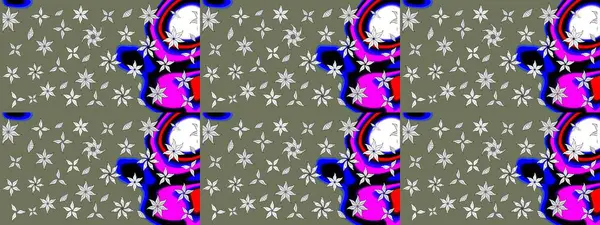 Raster. Yeşil ve beyaz renkli güzel çiçekli çizim deseni, suluboya çiçek deseni, duvar kağıdı, kart veya kumaş için fayanslı..