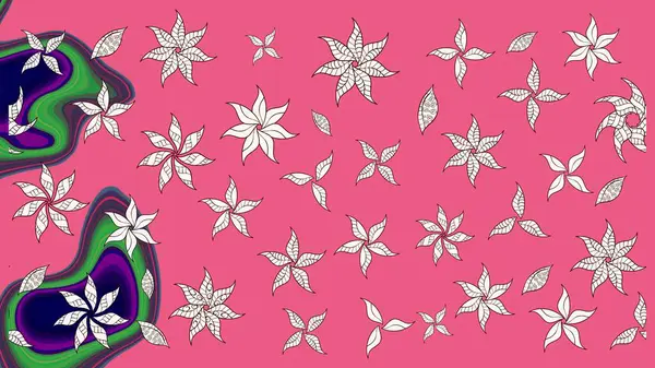 Çiçekli el çizimi çizimi deseni. Modern gelişim pembe ve nötr raster arkaplan duvar kağıdı resimleme klasik çizgili iz sürme desenli çiçekler, çiçekli süsler.