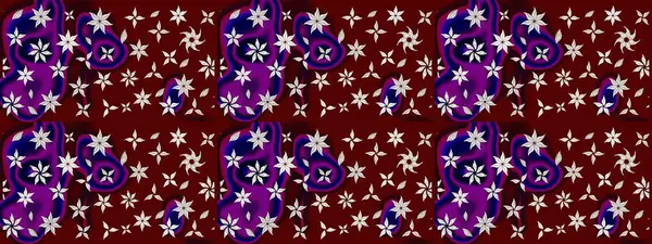 Kırmızı ve kahverengi renkte çiçekler. Raster illüstrasyonunda çiçek deseni çizimi.