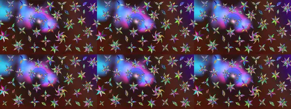 Raster Modaya uygun kumaş deseni. Düz Çiçek Elementleri Tasarımı. Renkli Bahar Teması eskiz kalıbı. Kahverengi ve mor renkli şirin çiçek deseni.