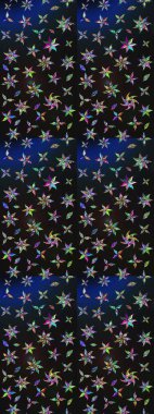 Düz Çiçek Elementleri Tasarımı. Raster Illustrasyon 'daki Çiçek Deseni' nin son moda çizimi. Güzel kumaş deseni. Renkli Yaz Teması çizim şablonu.