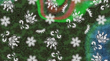 Eskiz arkaplan modeli. Yapraklı çiçekler ve yeşil ve gri renkli papatya çiçekleri. Raster - stok.