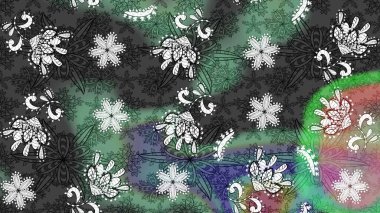 Çiçek grisi ve yeşil çizim deseni. Raster Yumuşak kumaş deseni. Klasik taslak çizimi. Raster çiçek izi..