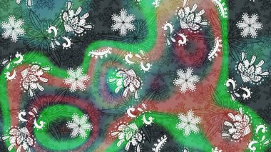 Yeşil ve gri arka planda. Elle çizilmiş çiçek desenli Raster çizimi. Çocuksu tasarım. Tekstil, kumaş, ambalaj, hatıra defteri için güzel çiçek arkaplanı..