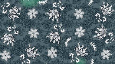 Parlak çiçekli yeşil ve mavi renkler üzerine soyut çizim deseni. Küçük çiçekte hoş bir çiçek deseni var. Çiçek elementli zarif raster dokusu..