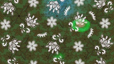 Raster suluboya çiçek deseni, narin çiçekler, yeşil ve kahverengi çiçekler, tebrik kartı şablonu. Raster Güzel kumaş deseni.