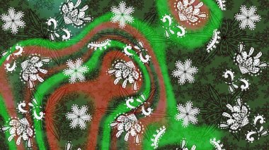 Çiçek desenli çizim. Asya tekstil tarzında. Raster illüstrasyonu. Düz Çiçek Elementleri Tasarımı. Renkli Bahar Teması eskiz kalıbı. Güzel kumaş deseni.