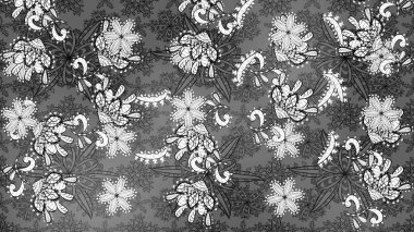 Gri ve beyaz renkli çiçekler. Renkli Bahar Teması eskiz kalıbı. Çiçek desenli eskiz, yaz çiçekleri. Düz Çiçek Elementleri Tasarımı.