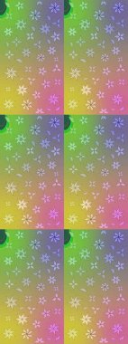 Çiçek desenli çizim. Raster illüstrasyonu. Tarafsız ve yeşil renklerde çiçekler. Raster illüstrasyonu. Asya tekstil tarzında.