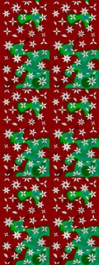 Küçük çiçekteki sevimli çiçek deseni. Renkli ve yeşil raster çizimi. Birçok kırmızı ve yeşil soyut çiçekli tropik çizim deseni.