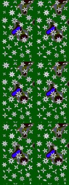 Yeşil ve nötr renklerde çiçekler. Raster illüstrasyonu. Raster illüstrasyonu. Çiçek desenli çizim. Asya tekstil tarzında.