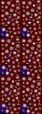 Raster Çiçek İllüstrasyonu 'nun şirin tekstili. Kırmızı ve kahverengi renkli etnik çiçeklerle zarif bir eskiz deseni..