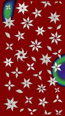 Raster illüstrasyonu. Kırmızı ve nötr renklere karalamalar çizilmiş çiçek deseni.