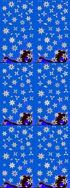 Mavi ve nötr renklerde çiçekler. Çiçekli karalama şeklinde Raster çiçek deseni. Nazikçe, güzel çiçek arkaplanı..