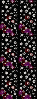 El çizimi. Siyah ve nötr renklerde çiçekler. Suluboya çizimi. Çiçekli çizim deseni.