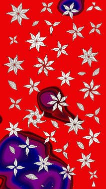 Suluboya çiçekli çiçek deseni. Kırmızı ve nötr renklerde güzel bir tekstil. Raster illüstrasyonu.