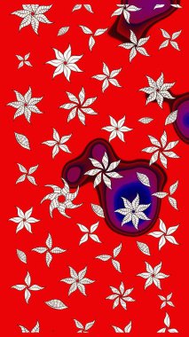 Suluboya çiçekli çiçek deseni. Kırmızı ve nötr renklerde Asya tekstil tarzında. Raster illüstrasyonu.