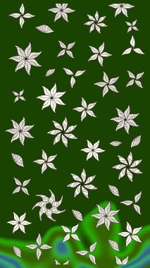 Yeşil ve nötr renklerde çiçekler. Düz Çiçek Elementleri Tasarımı. Renkli Bahar Teması eskiz kalıbı. Raster illüstrasyonunda çiçek deseni çizimi.