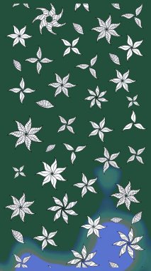 Yeşil ve nötr renklerde. Çiçekli güzel suluboya desen. Raster illüstrasyonu.