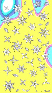 Raster illüstrasyonu. Kumaş, tekstil, duvar kağıdı baskısı için. Raster. Tomurcukları çiçek olan sevimli bir çiçek deseni. Eskiz geçmişi. Antika retro tarzı.