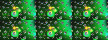 Yeşil ve gri çiçekli eskiz deseni, suluboya çiçek deseni, sevimli çiçek, duvar kağıdı, kart veya kumaş için fayanslı. Raster - stok.