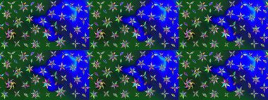 Çiçek ve yapraklı çiçek deseni. Raster illüstrasyonu. Küçük çiçekli şirin desen.