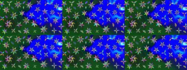 Küçük çiçekteki sevimli çiçek deseni. Mavi ve yeşil renkte çiçekler.