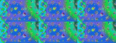 Sevimli küçük çiçek desenle. Raster resim. Çiçek desenli çiçek ve yaprakları ile.