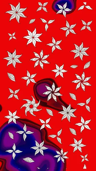 Suluboya çiçekli çiçek deseni. Kırmızı ve nötr renklerde güzel bir tekstil. Raster illüstrasyonu.