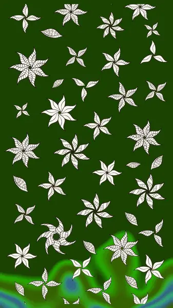 Yeşil ve nötr renklerde çiçekler. Düz Çiçek Elementleri Tasarımı. Renkli Bahar Teması eskiz kalıbı. Raster illüstrasyonunda çiçek deseni çizimi.