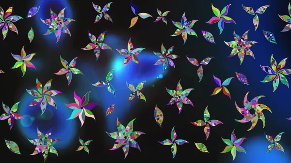 Suluboya çiçekli çiçek deseni. Raster illüstrasyonu. Gri ve mavi renkli güzel tekstil.