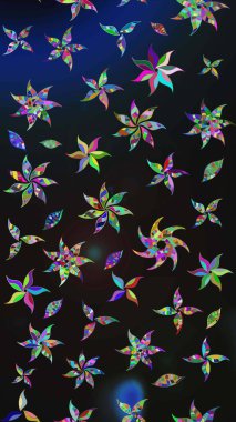 Raster illüstrasyonu. Çiçekli karalama şeklinde Raster çiçek deseni. Gri ve mavi renkte yaz çiçekleri.