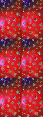 Şirin çiçekli eskiz deseni ve kırmızı ve kahverengi renkli yapraklar, suluboya çiçek deseni, duvar kağıdı, kart ya da kumaş için fayanslı. Raster illüstrasyonu.