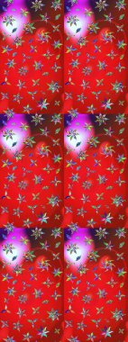 Düz Çiçek Elementleri Tasarımı. Kırmızı ve mor renkte çiçekler. Çiçekli eskiz çizimi. Renkli Yaz Teması çizim şablonu.