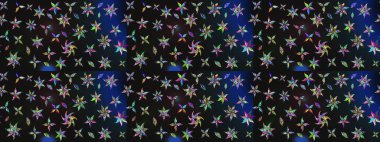 Raster deseni. Bahar çiçekleri dallı desen, gri ve mavi renkler çiçekli siluet.