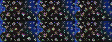 Raster illüstrasyonundaki çiçek desenli çizim. Düz Çiçek Elementleri Tasarımı. Renkli Yaz Temalı eskiz kalıbı. Gri ve mavi renkte çiçekler.