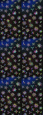 Tropik çiçek desenleri. Raster illüstrasyonu. Gri ve mavi renkte çiçekler.