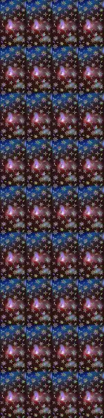 Patlayan çiçekler soyut olarak yerleştirilmiş. Yumuşak, bahar çiçekleri kahverengi ve mavi renklerde. Raster deseni. Raster illüstrasyonu.