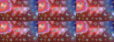 Raster illüstrasyonu. Çizim çiçek deseni duvar kâğıdı olarak kullanılabilir. Kahverengi ve pembe renkte çiçekler.