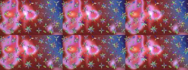 Küçük çiçekli yay deseni çiz. Raster illüstrasyonu. Suluboya tarzında pembe ve kahverengi renkler üzerine.