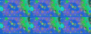 Halk tarzı. Parlak renkli çiçekleri olan ve mavi ve yeşil renkli yaprakları olan harika bir çiçek deseni. Modern çiçek arkaplanı. Moda baskıları için zarif bir şablon.