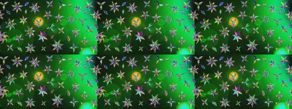 Raster illüstrasyonu. Raster çiçekleri klasik tarzda çizilmiş. Yeşil ve gri renklerde bahar çiçekleri. Çiçekli yumuşak çizim deseni.