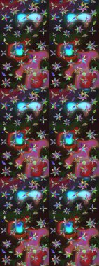 Raster suluboya çiçek deseni, narin çiçekler, çiçekler, tebrik kartı şablonu. Raster Güzel kumaş deseni.