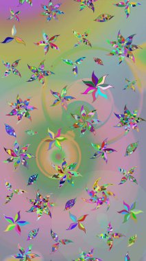 Tarafsız ve yeşil renklerde parlak çiçekli halı deseni.