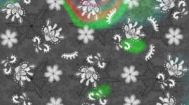 Raster. Güzel suluboya çiçekler, parlak resimler ilham verici ve yeşil çiçek desenli eskiz arka planı..